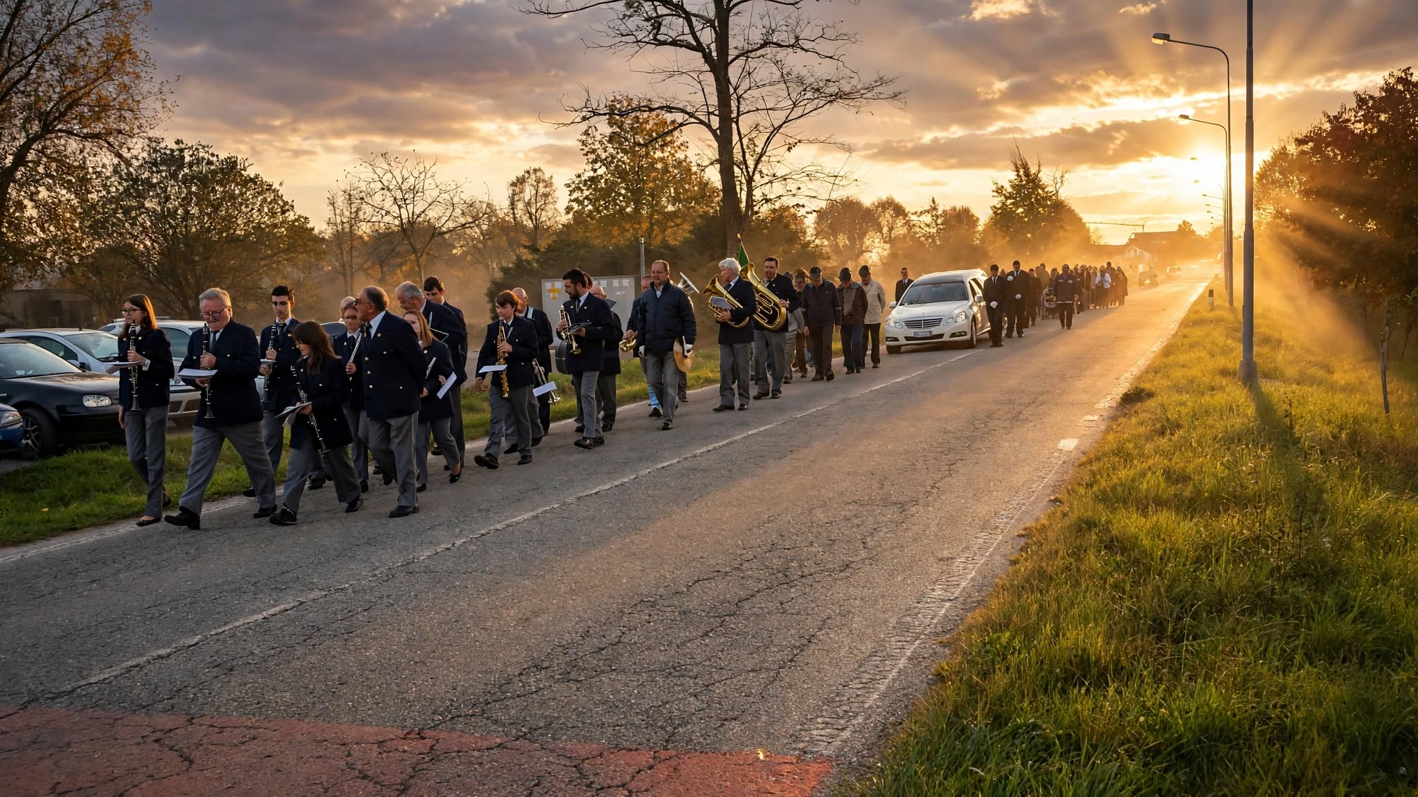 Corteo funebre con banda musicale
